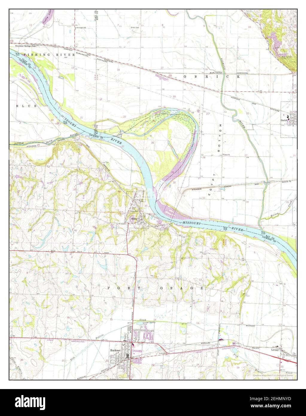 Buckner, Missouri, map 1965, 124000, United States of America by Timeless Maps, data U.S