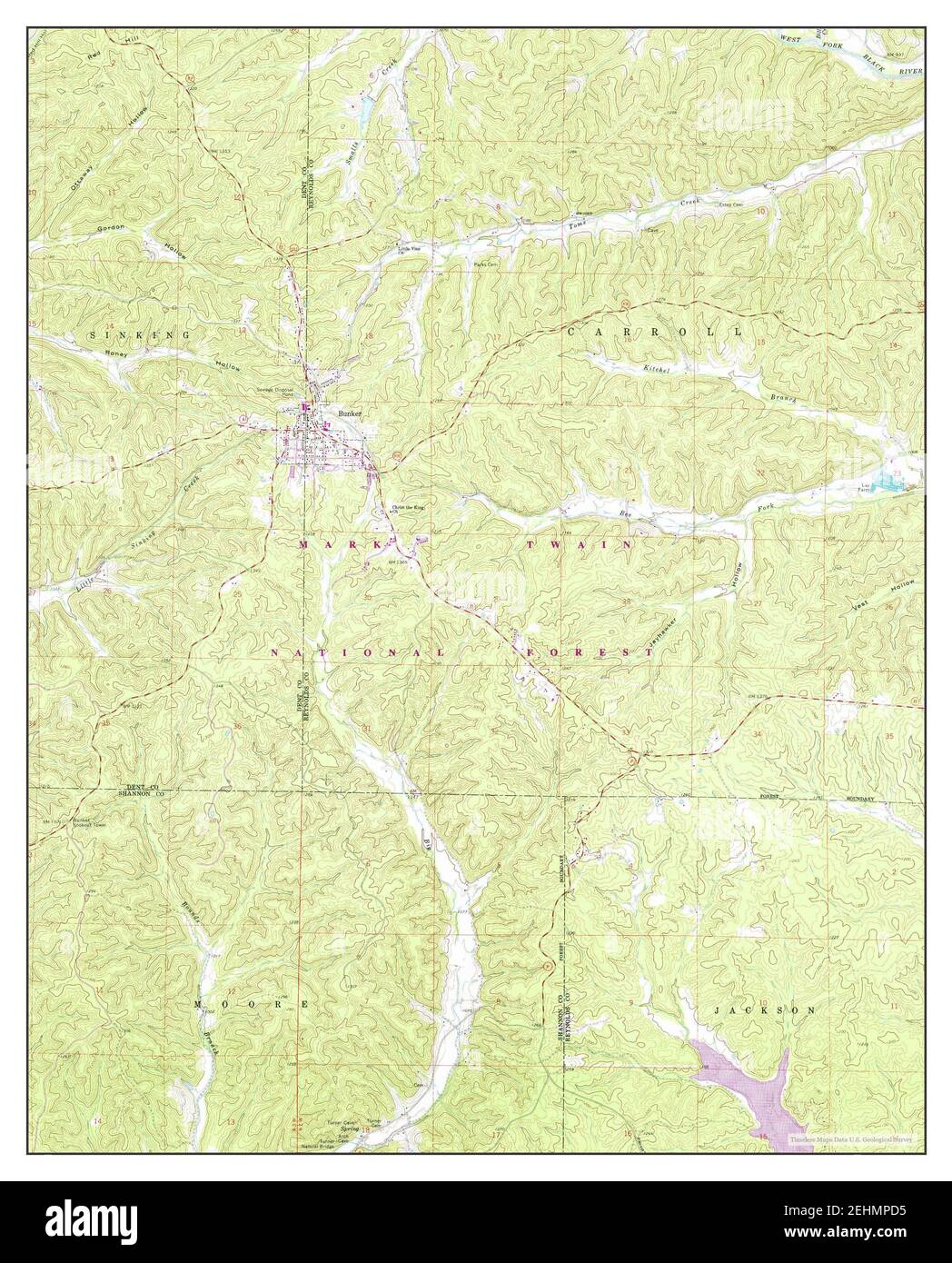 Bunker, Missouri, map 1967, 124000, United States of America by