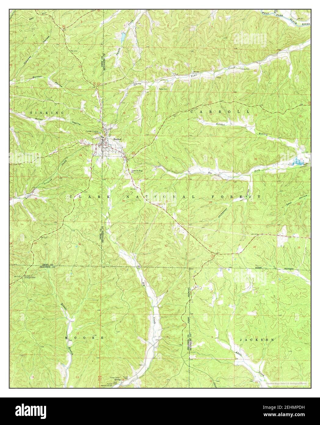 Bunker, Missouri, map 1967, 124000, United States of America by