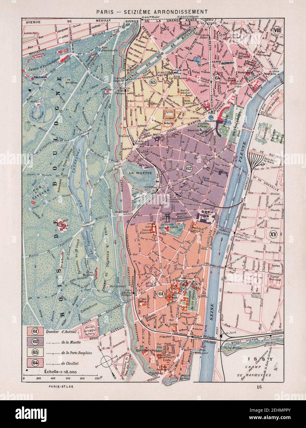 Paris-atlas by Fernand Bournon - 38. 16e arrondissement - David Rumsey. Stock Photo