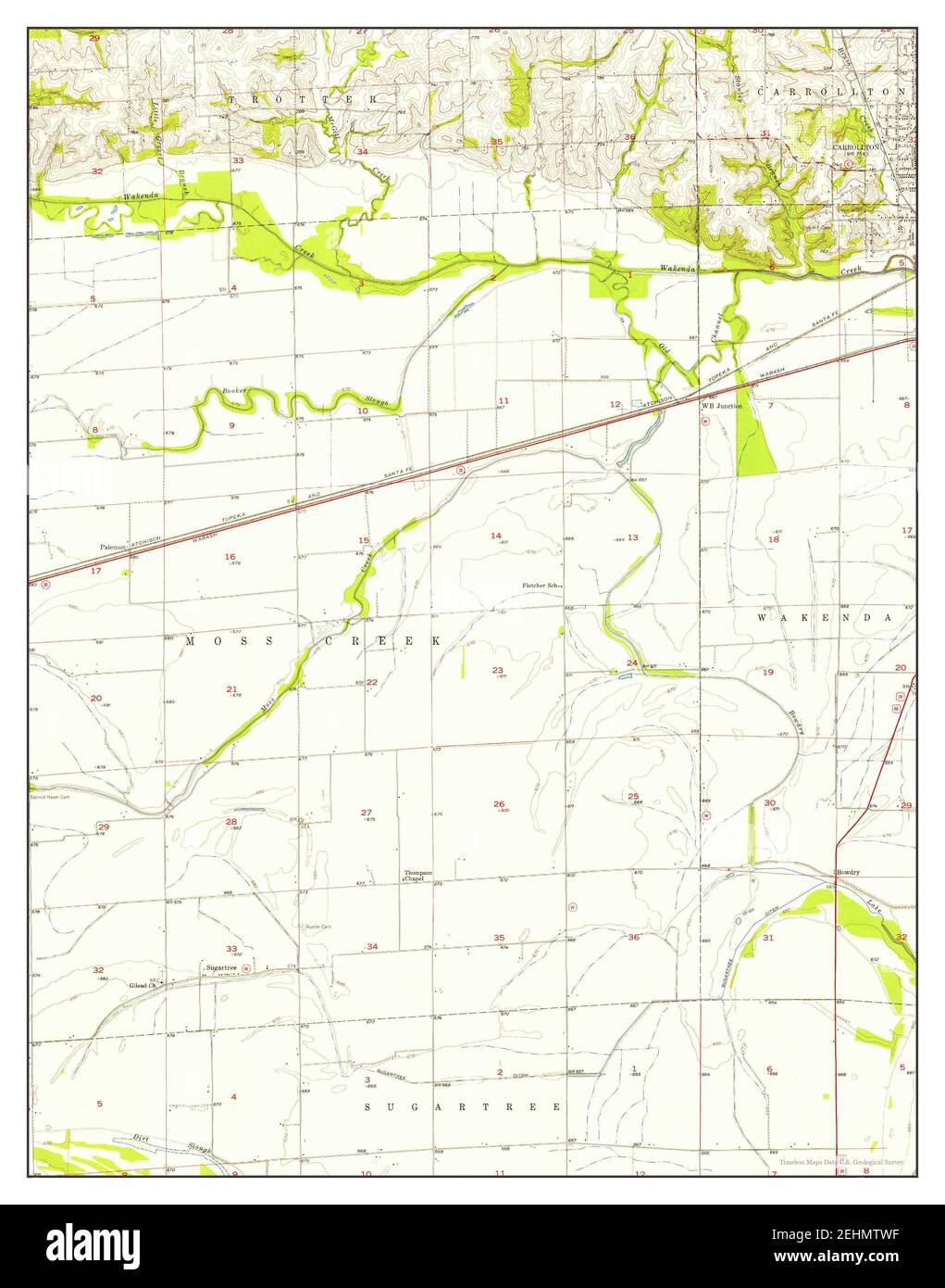 Carrollton West, Missouri, map 1956, 124000, United States of America