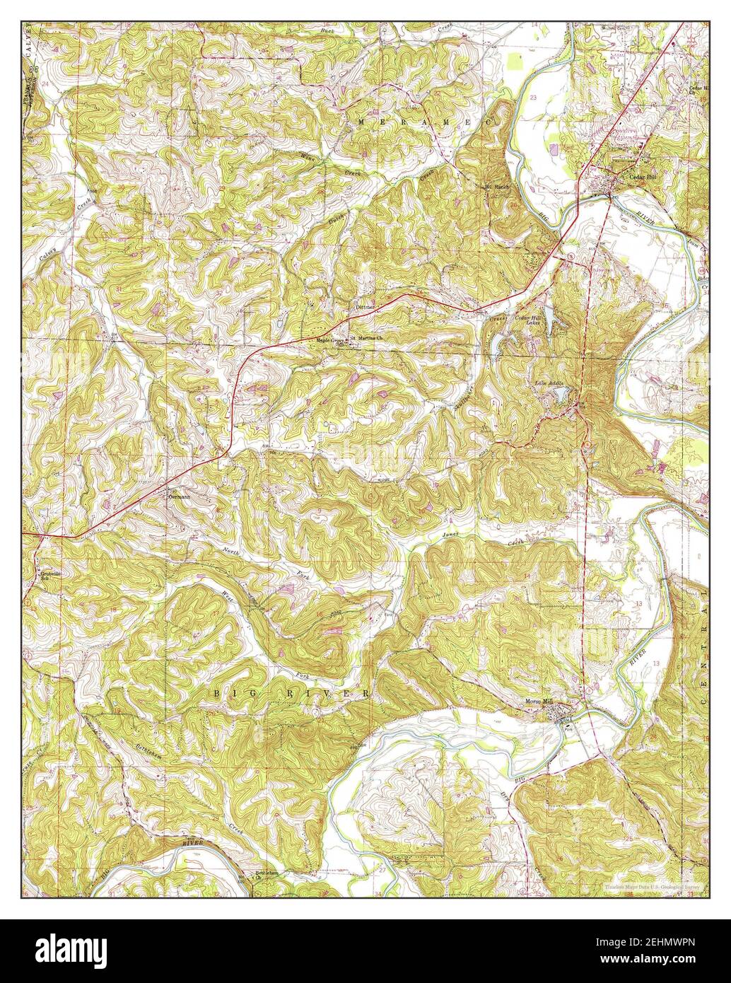 Cedar Hill, Missouri, map 1954, 124000, United States of America by