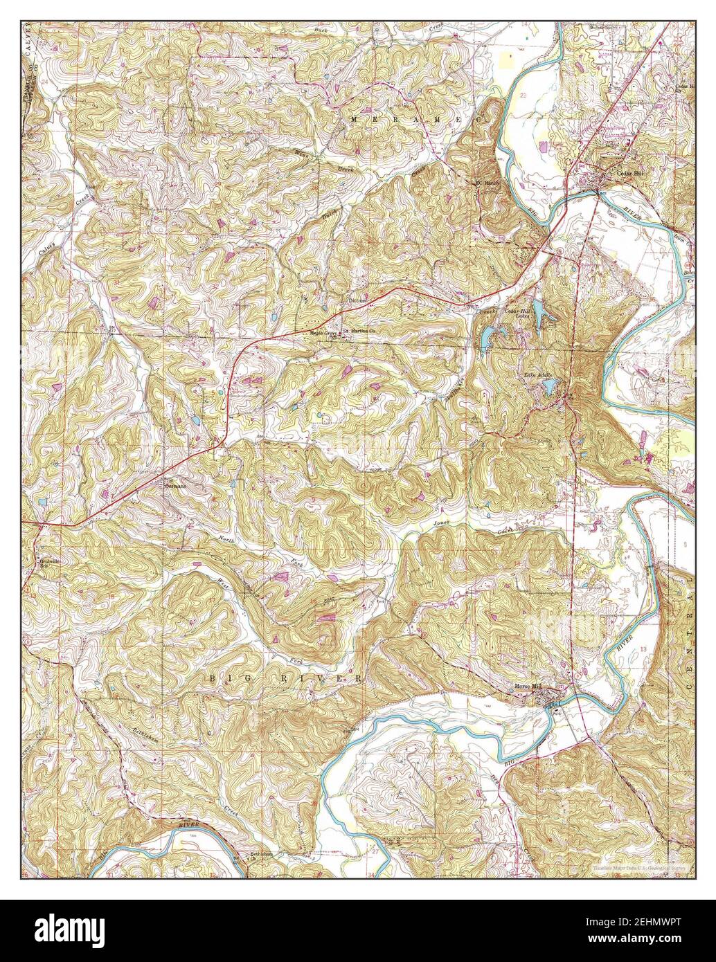 Cedar Hill, Missouri, map 1954, 124000, United States of America by