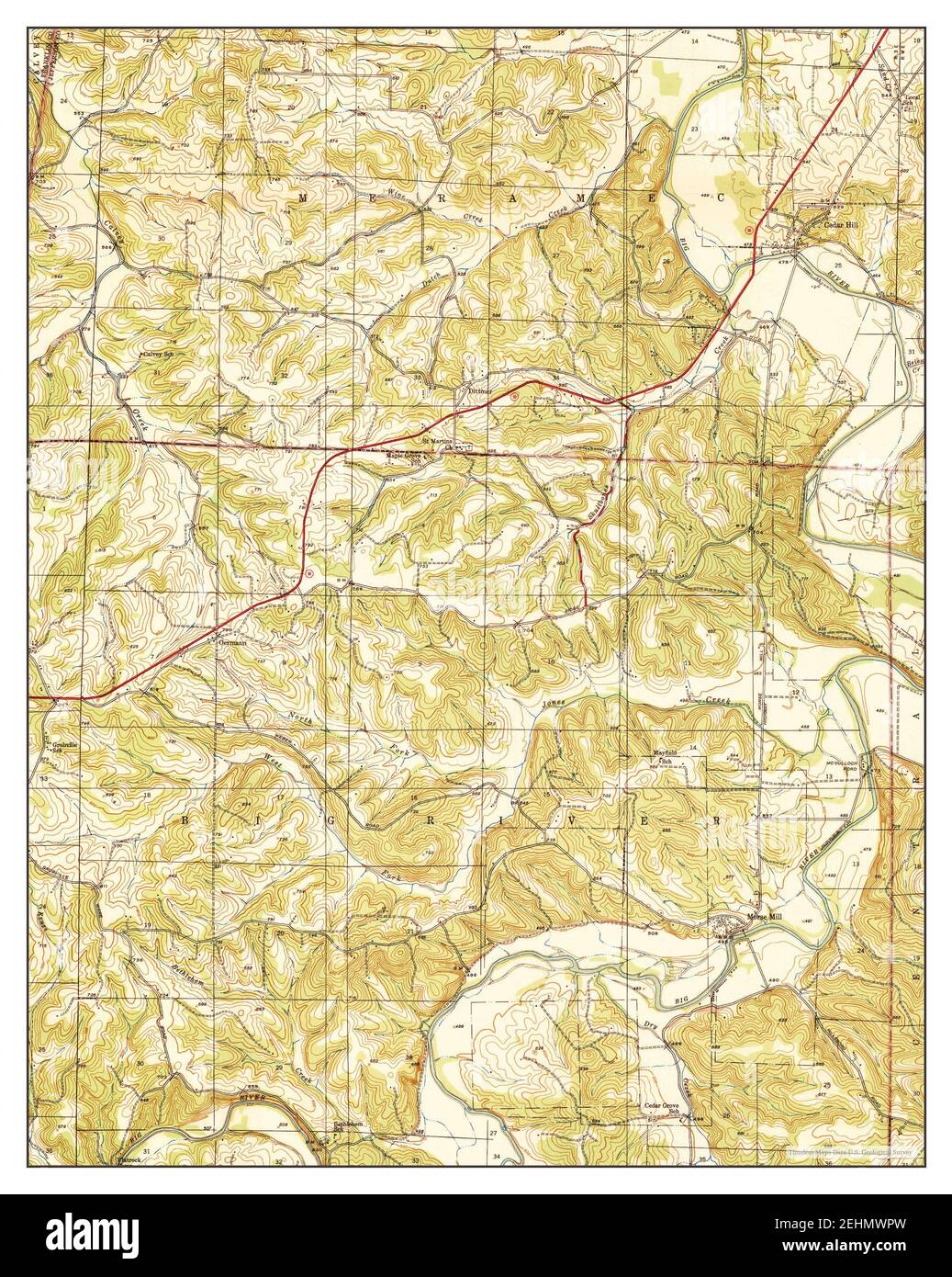 Cedar Hill, Missouri, map 1938, 124000, United States of America by