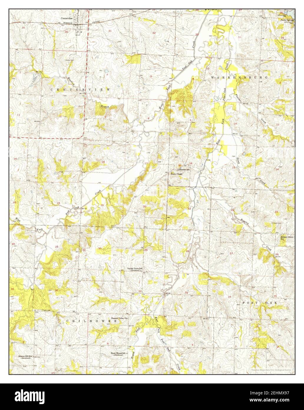 Centerview, Missouri, map 1954, 124000, United States of America by