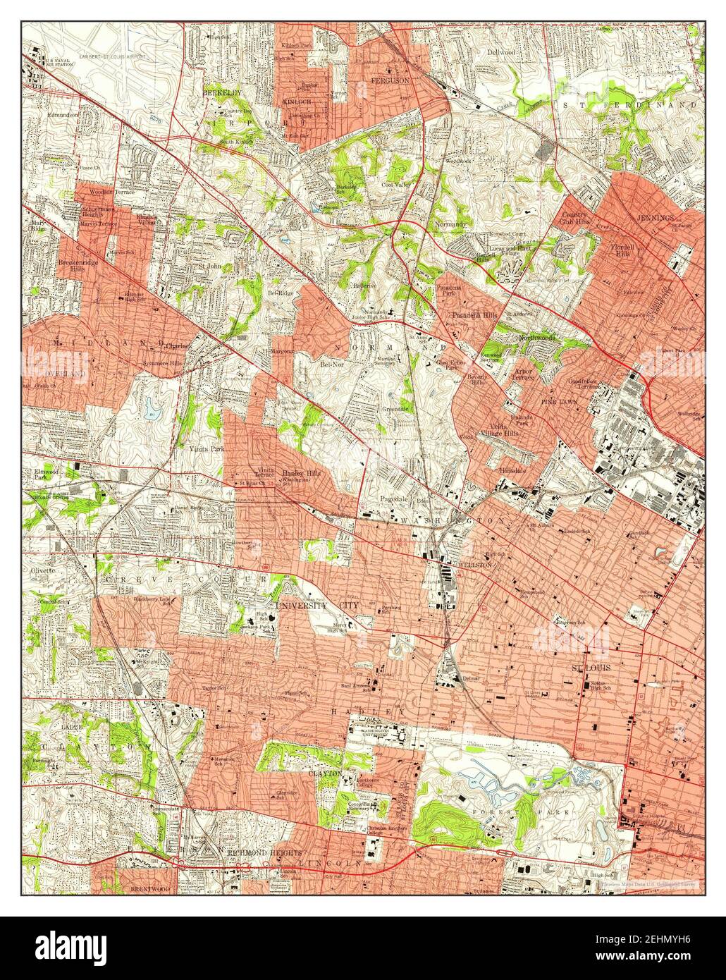 Clayton, Missouri, map 1954, 124000, United States of America by Timeless Maps, data U.S