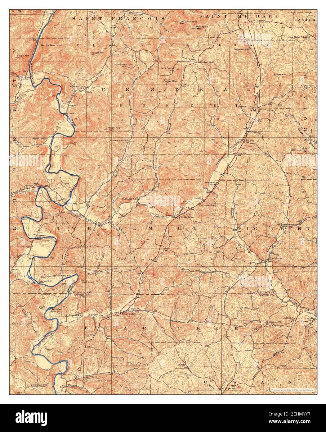 Coldwater, Missouri, map 1930, 1:62500, United States of America by Timeless Maps, data U.S. Geological Survey Stock Photo