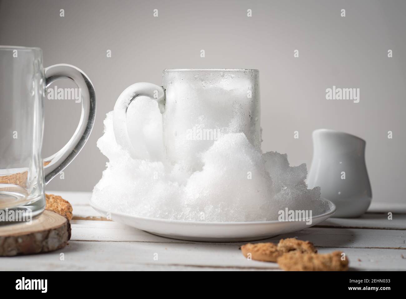 snow drink in a big mug Stock Photo