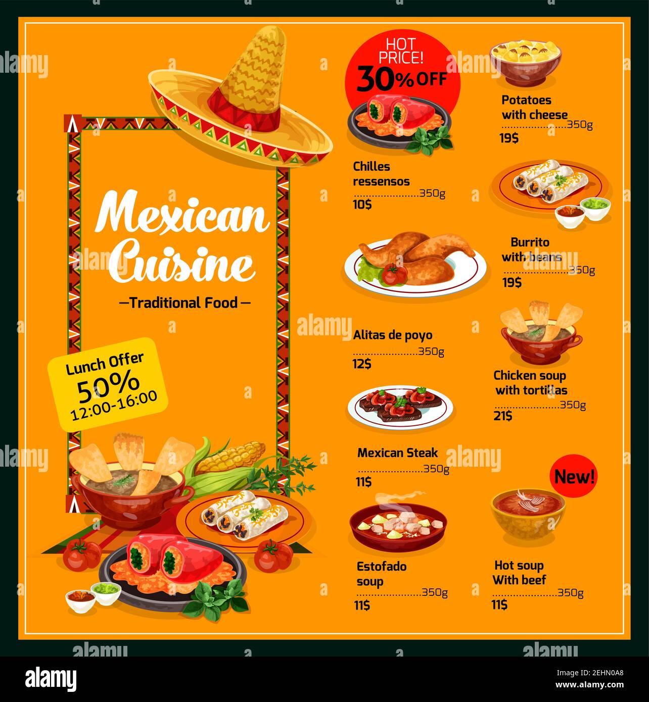 Mexican menu hi-res stock photography and images - Alamy