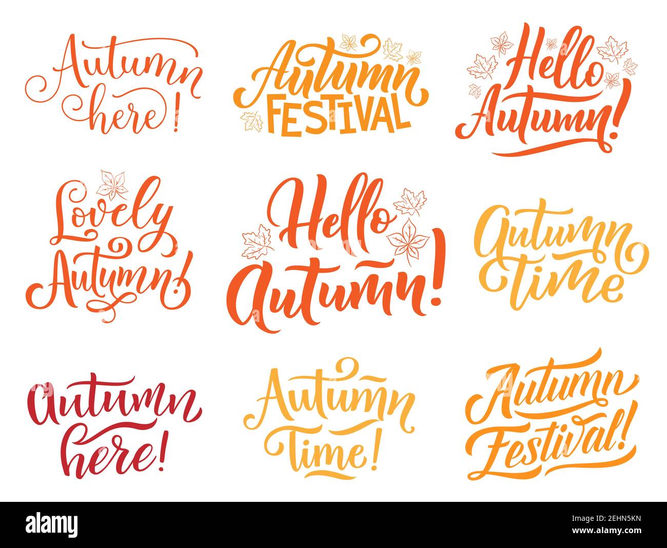 Hello Autumn hand lettering for fall season holiday and festival ...
