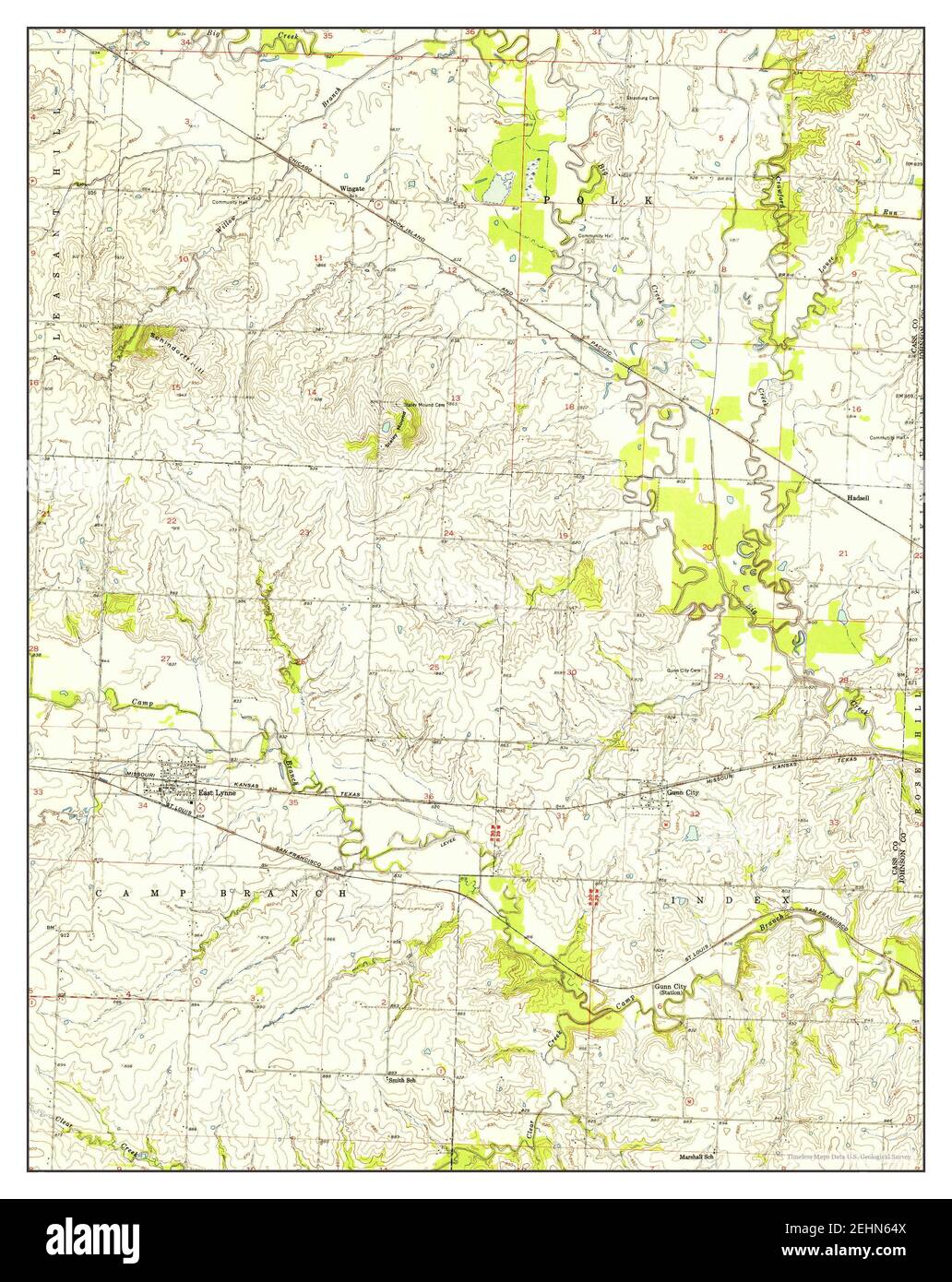 East Lynne, Missouri, map 1954, 124000, United States of America by