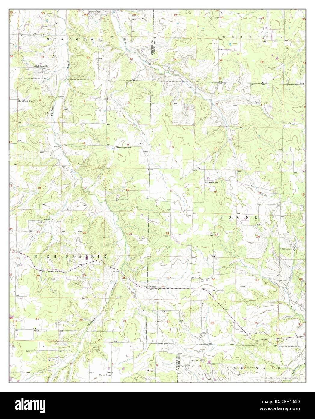 Duncan, Missouri, map 1956, 1:24000, United States of America by Timeless Maps, data U.S. Geological Survey Stock Photo