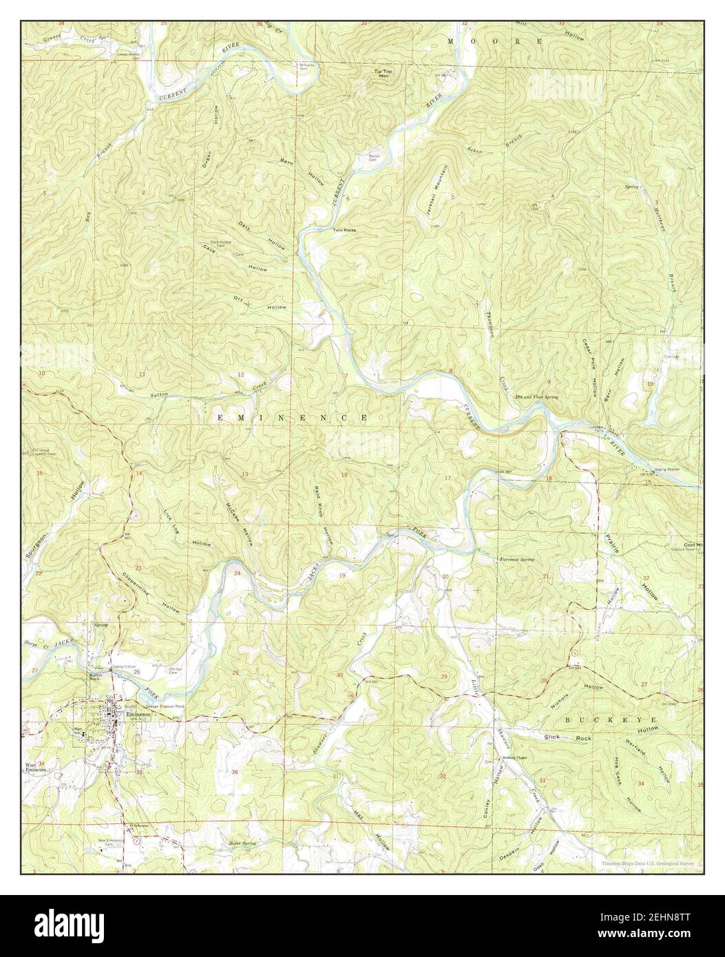 Eminence, Missouri, map 1965, 124000, United States of America by