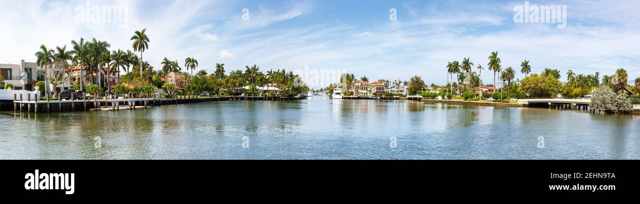 Fort Lauderdale Florida panorama panoramic view Las Olas villas marina villa Stock Photo