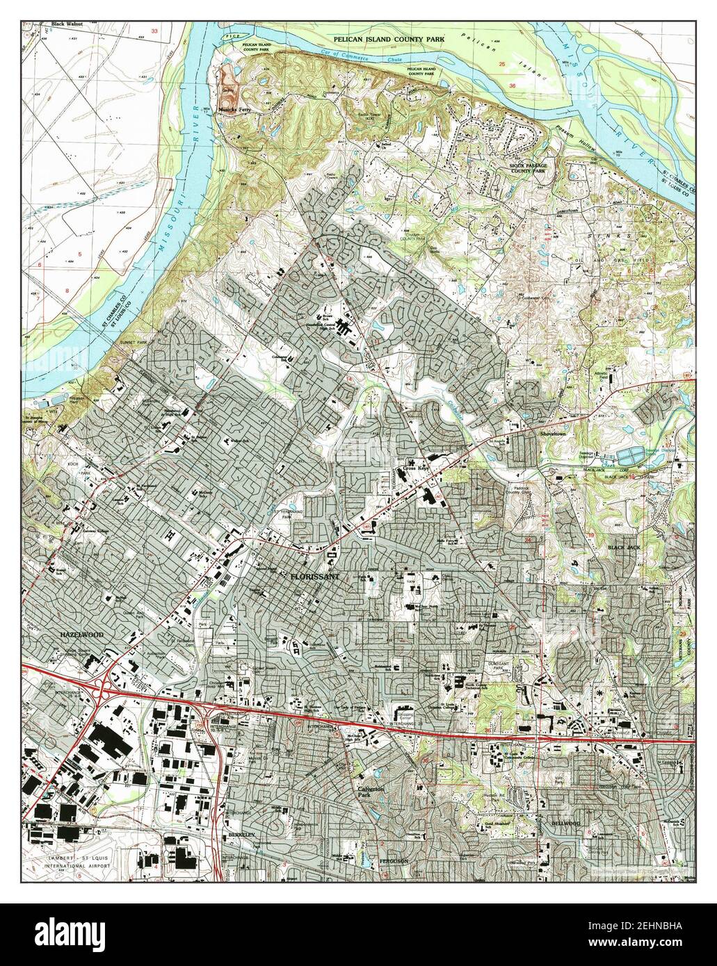 Florissant, Missouri, map 1998, 124000, United States of America by