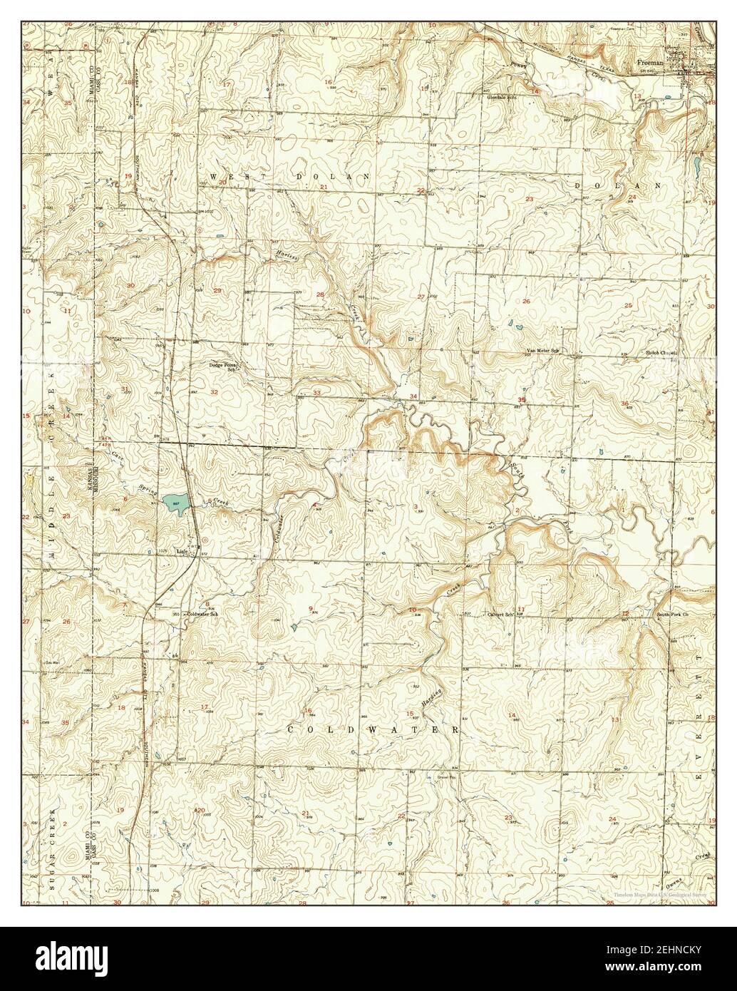 Freeman, Missouri, map 1953, 124000, United States of America by