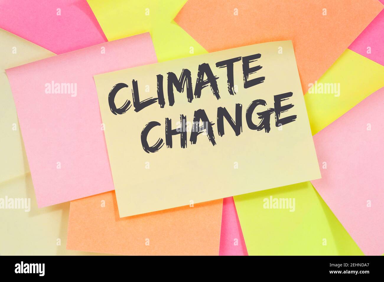 Climate change CO2 clean air protection environment nature note paper notepaper Stock Photo
