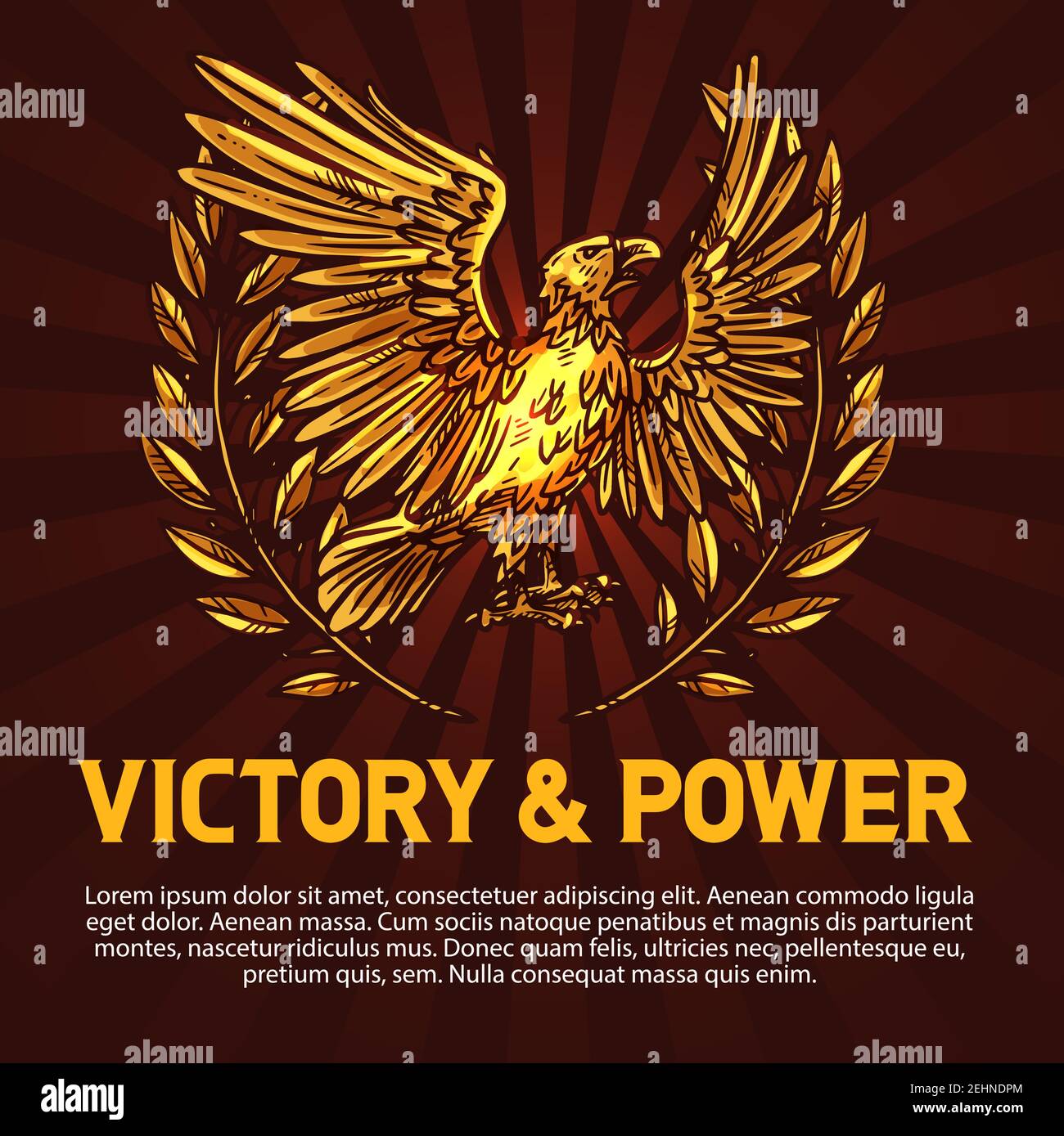Golden Eagle Symbol Of Victory And Power Heraldry Sign Vector Tattoo Studio Emblem With Mascot Bird Heraldic Falcon And Laurel Branches Flying Feat Stock Vector Image Art Alamy