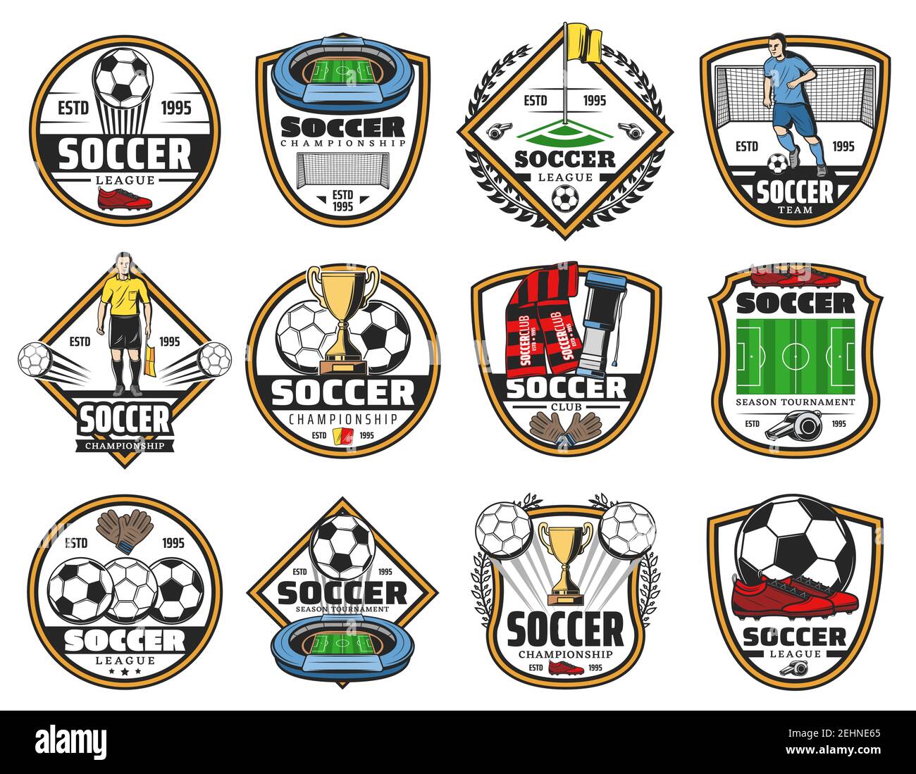 Football Team Labels Soccer Ball Club Sport Leagues Championship