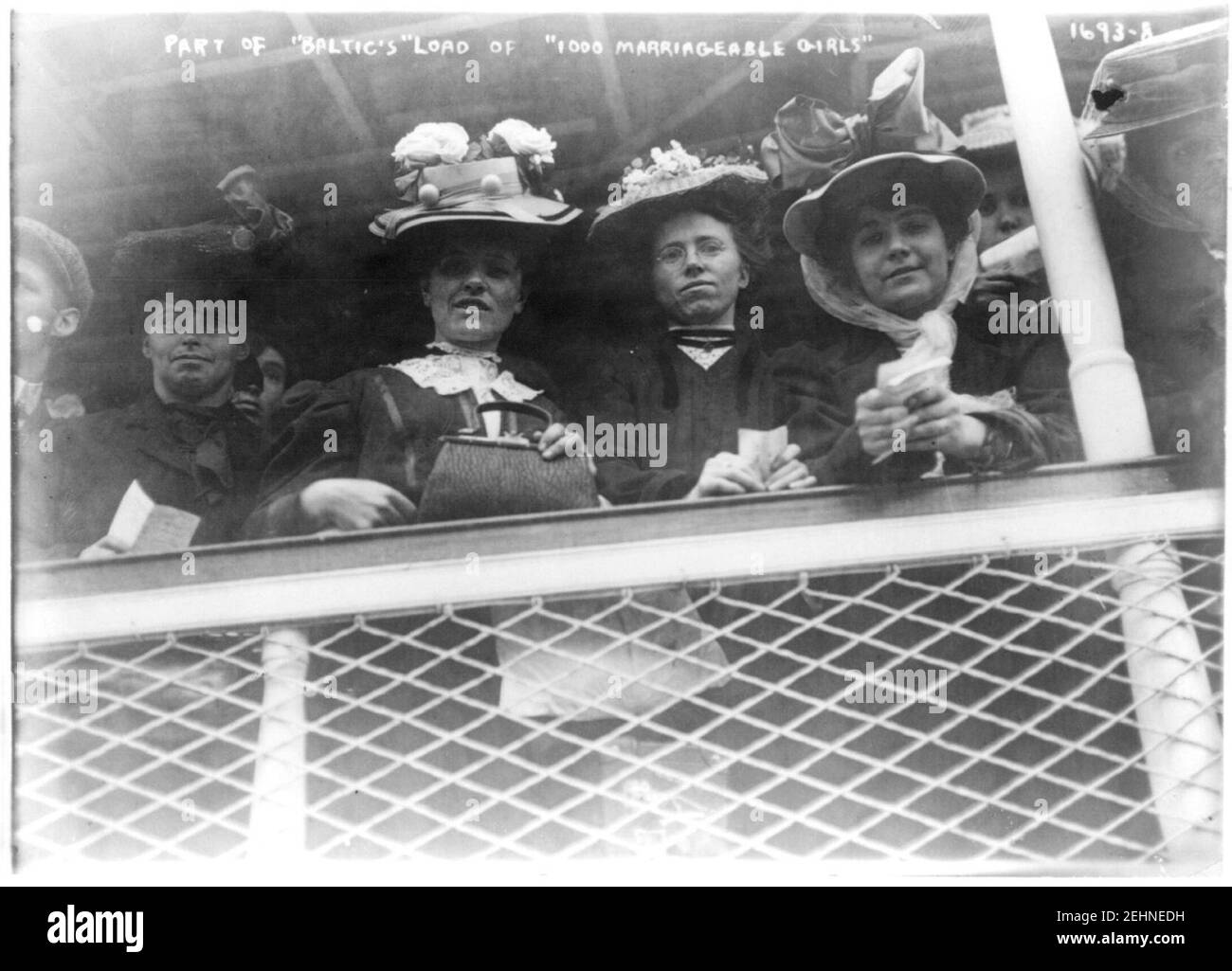 Part of BALTIC's boatload of 1000 marriageable girls. 1907 Stock Photo