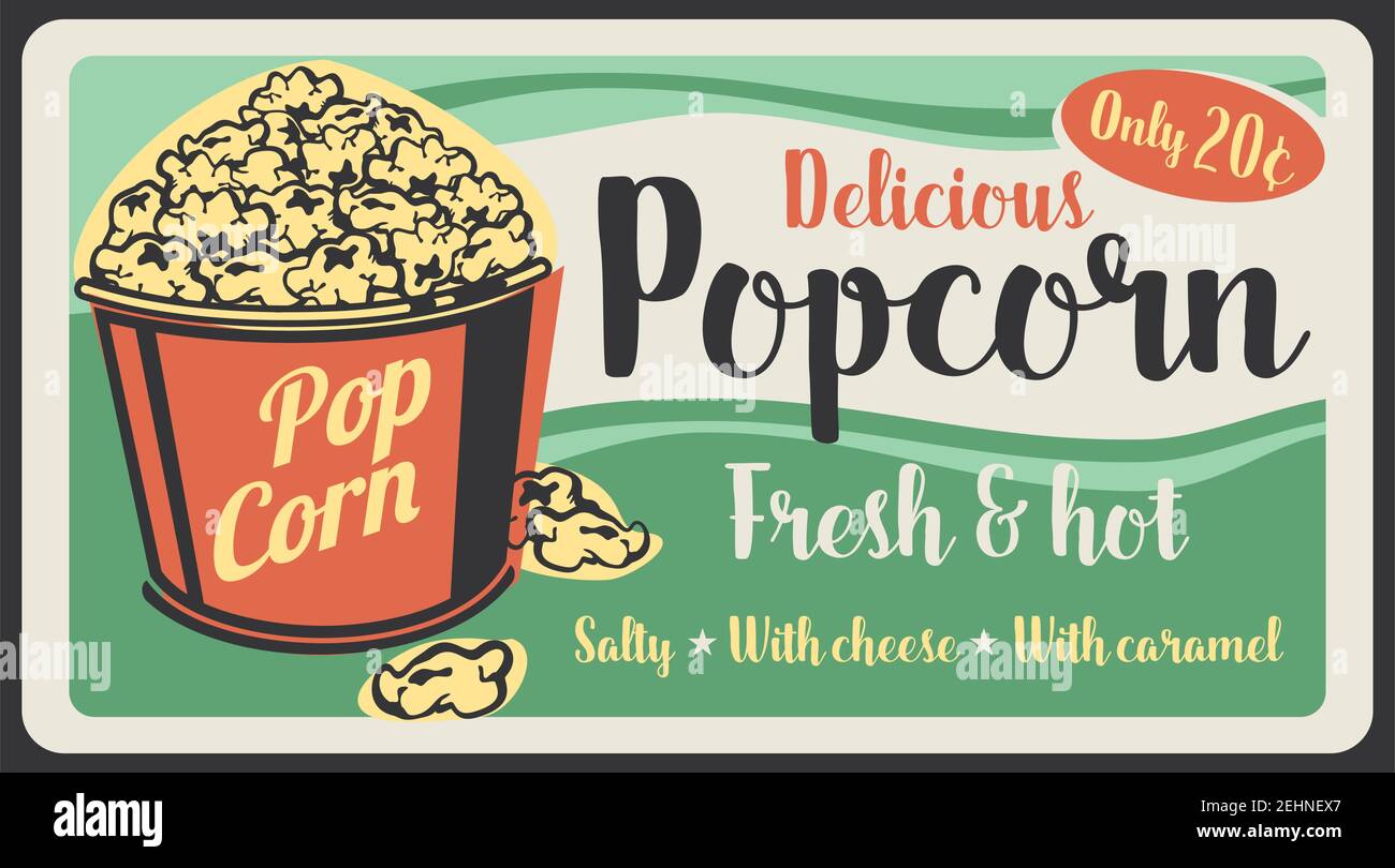 Popcorn fast food sweet desserts snack poster, fastfood restaurant or