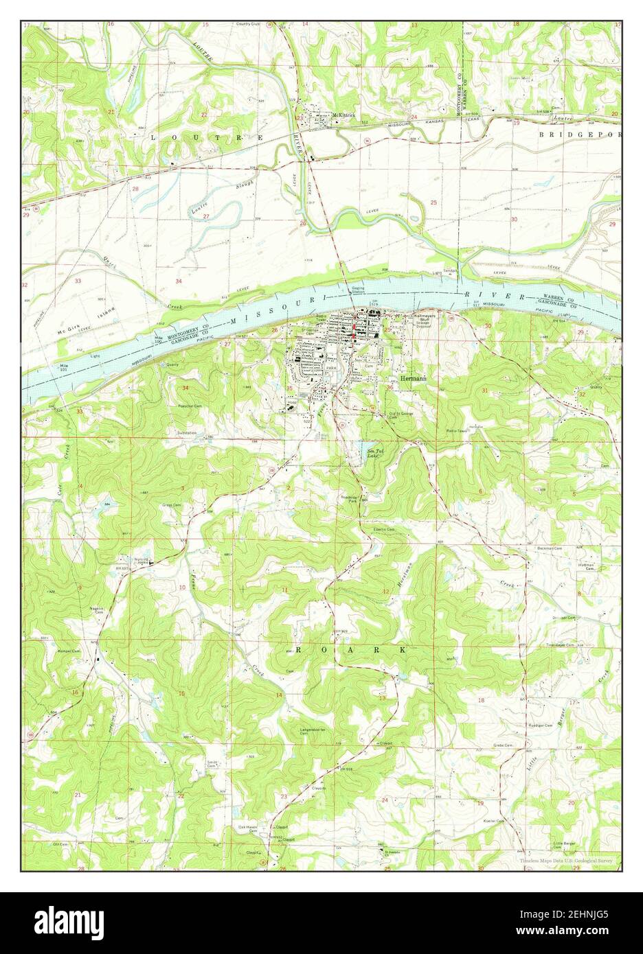 Hermann, Missouri, map 1974, 124000, United States of America by