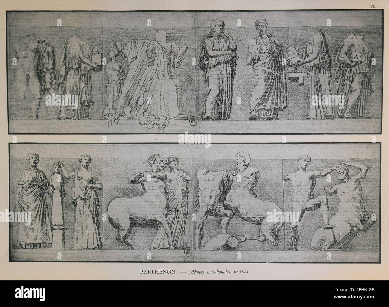 Parthénon, métopes méridionales Omont Henri Auguste 1898 Stock