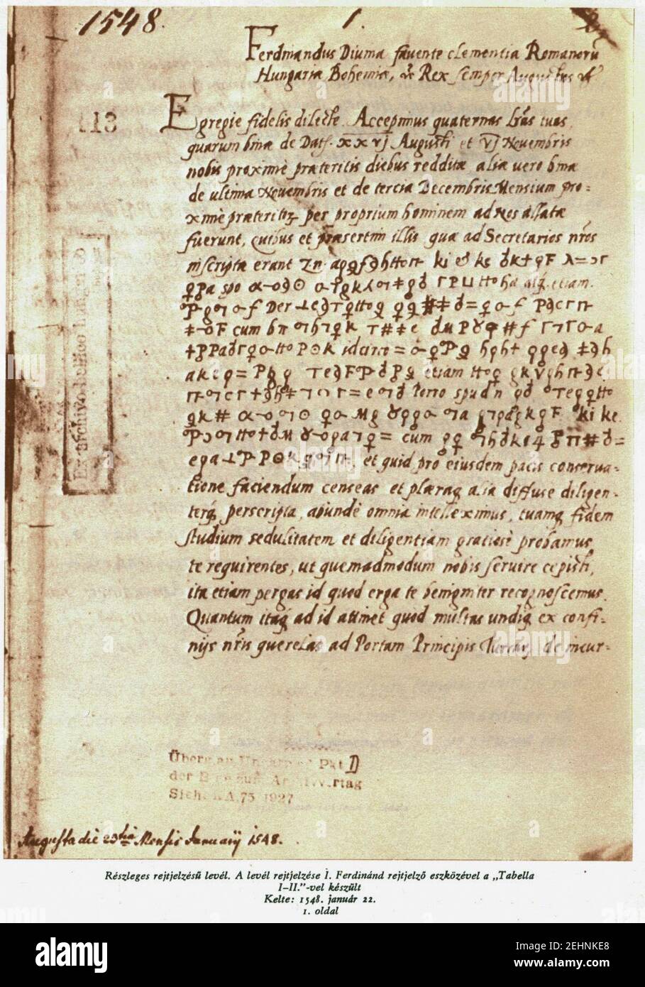 Write 1598 Partially encrypted letter from 1548 Stock Photo - Alamy