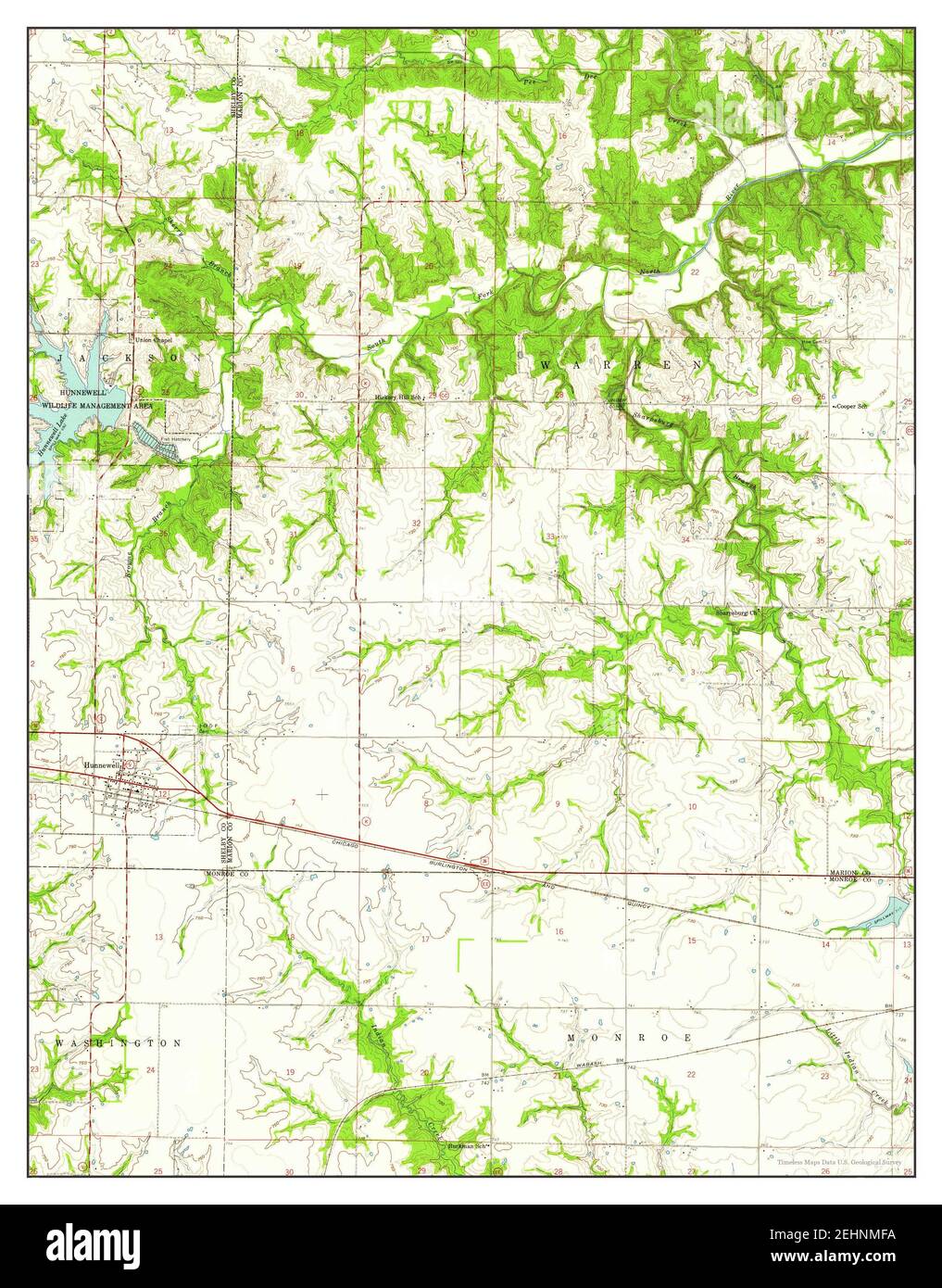 Hunnewell, Missouri, map 1959, 1:24000, United States of America by Timeless Maps, data U.S. Geological Survey Stock Photo
