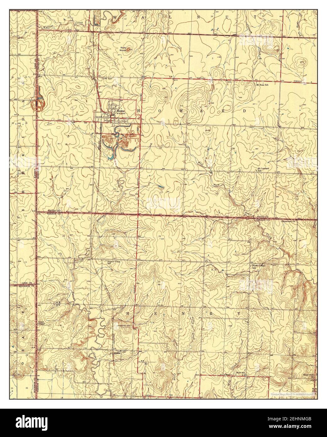 Hume, Missouri, map 1942, 124000, United States of America by Timeless