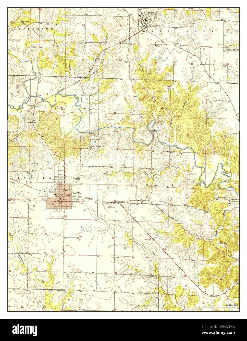 Kahoka, Missouri, map 1950, 124000, United States of America by