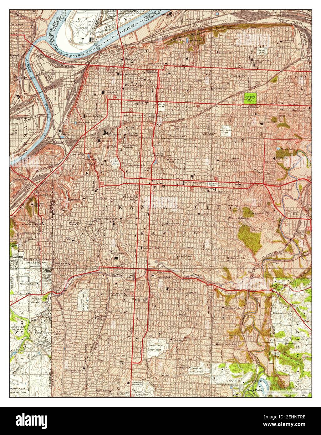 Kansas City, Missouri, map 1935, 1:24000, United States of America by Timeless Maps, data U.S ...