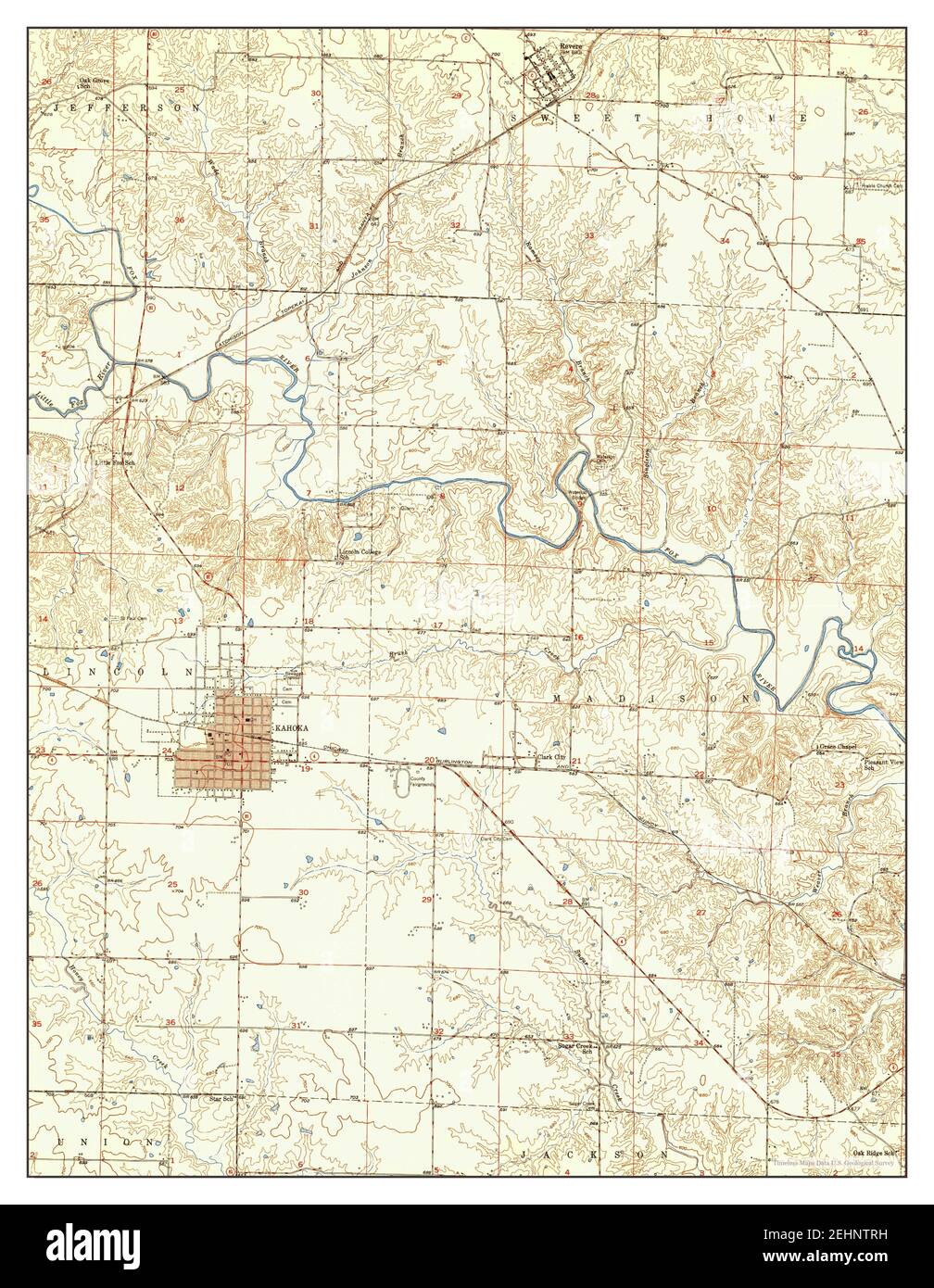 Kahoka, Missouri, map 1950, 124000, United States of America by