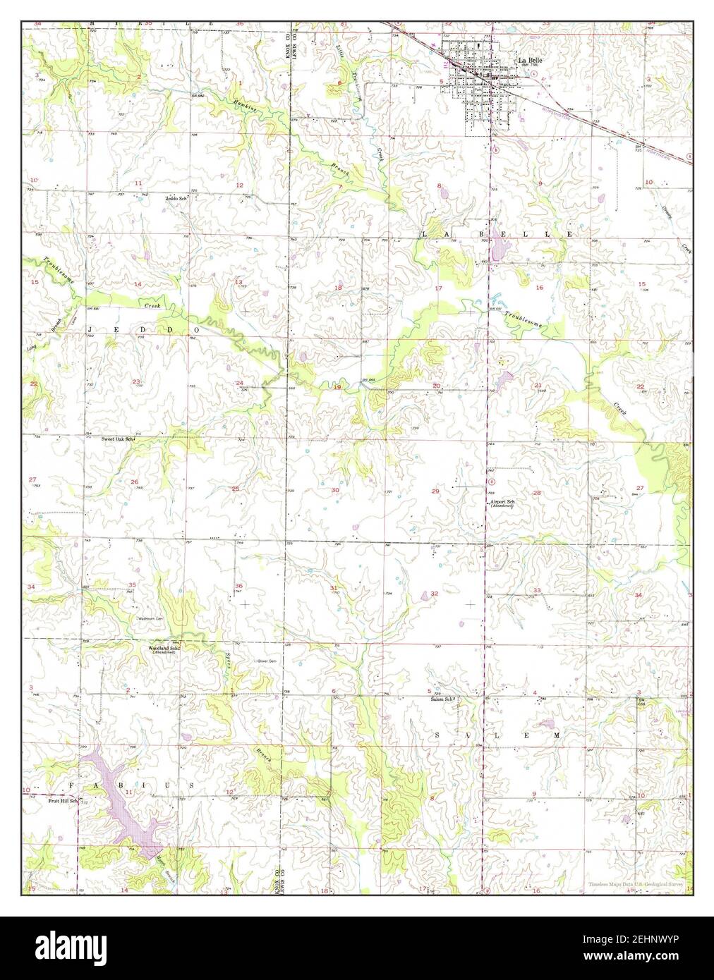 La Belle, Missouri, map 1950, 124000, United States of America by