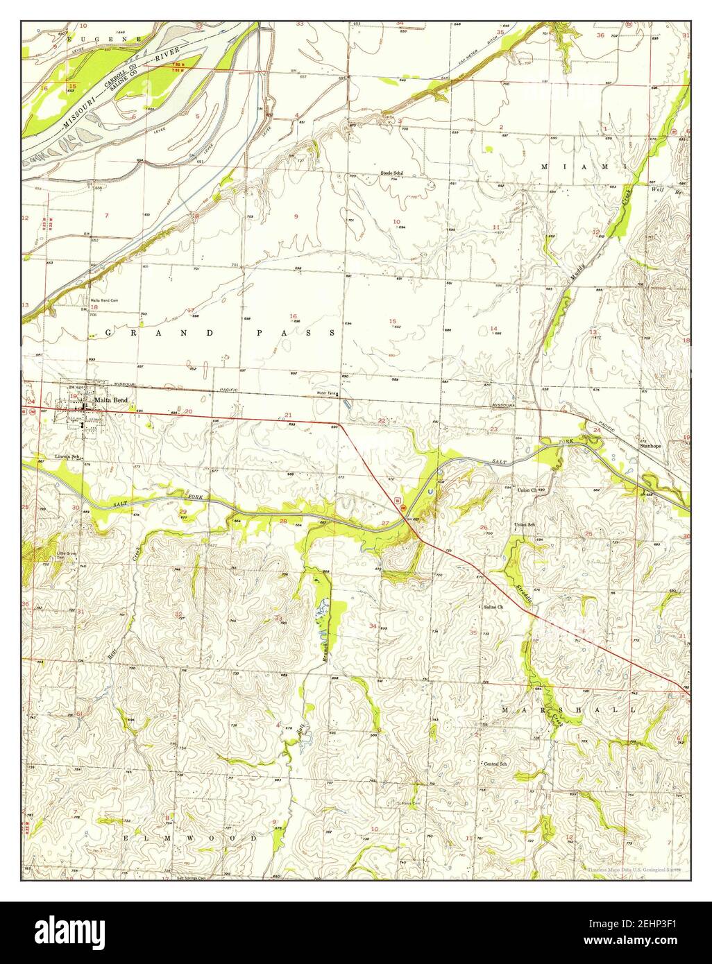 Malta Bend, Missouri, map 1953, 124000, United States of America by