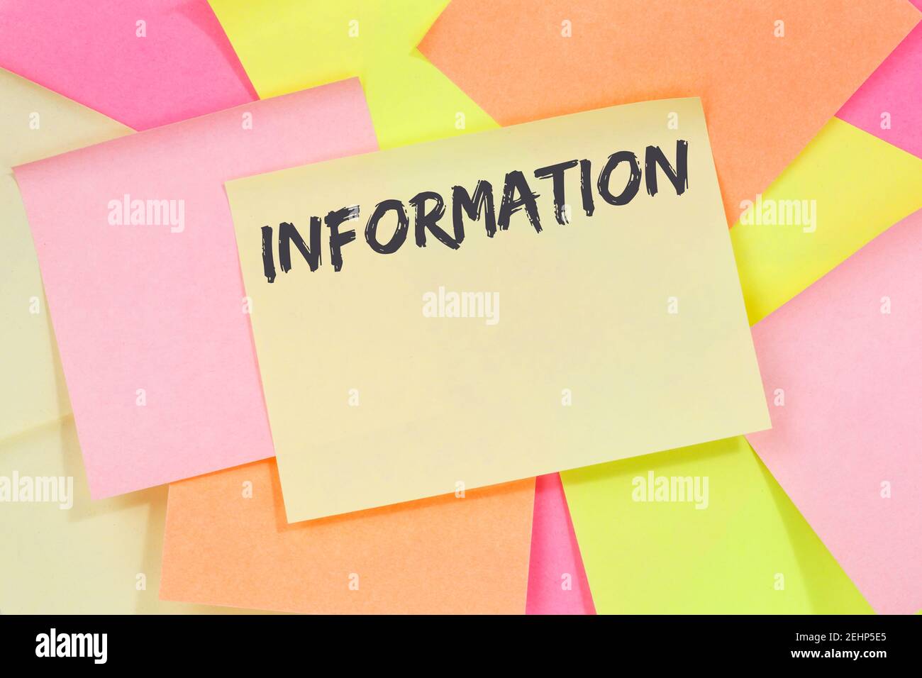 Information info message news announcement note paper notepaper Stock Photo