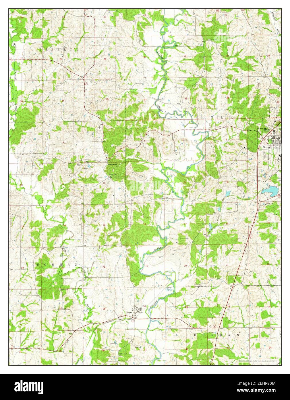 Milan West, Missouri, map 1964, 124000, United States of America by Timeless Maps, data U.S