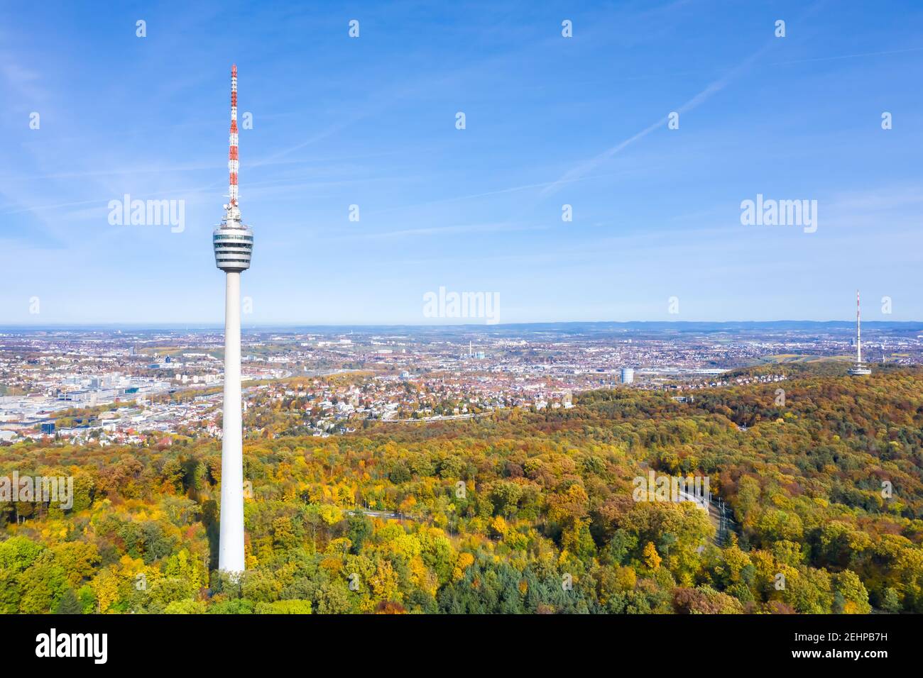 Stuttgart tv tower skyline aerial photo view town architecture travel ...