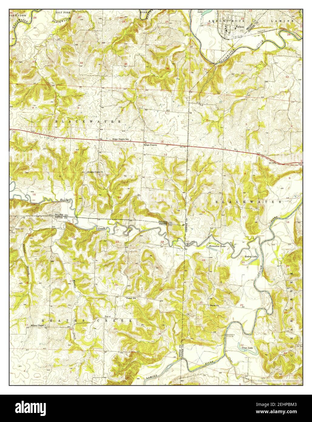 Nelson, Missouri, map 1953, 124000, United States of America by