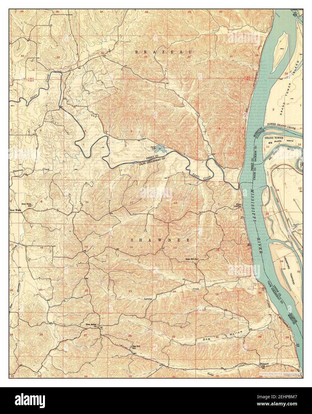 Neelys Landing, Missouri, map 1948, 124000, United States of America