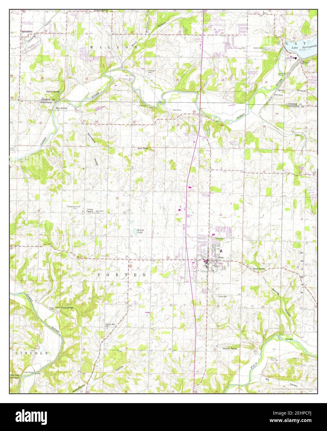 Nixa, Missouri, map 1960, 124000, United States of America by Timeless