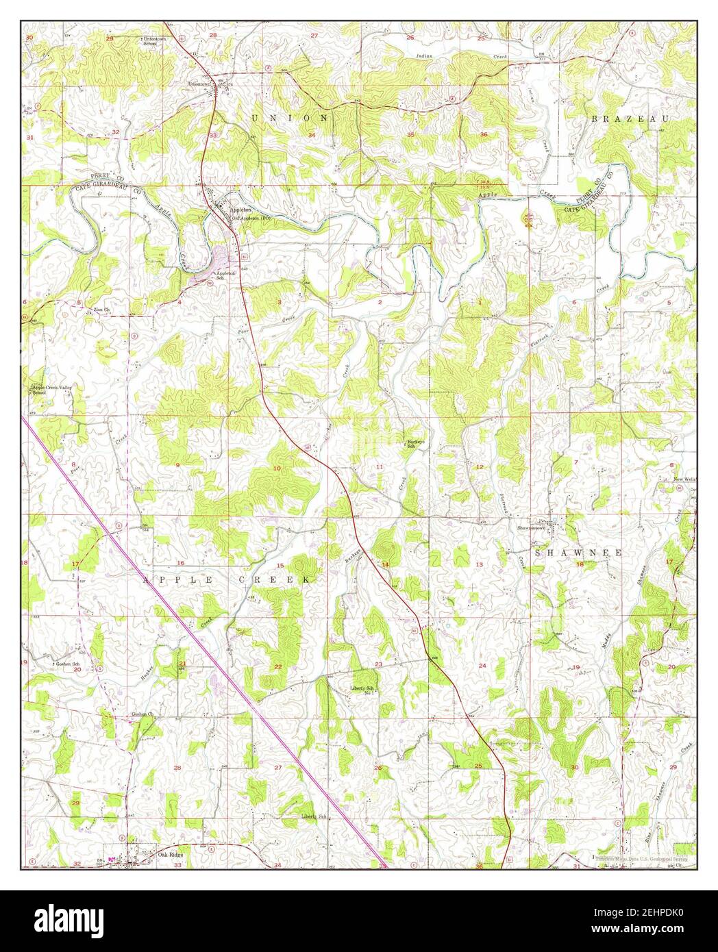 Oak Ridge, Missouri, map 1947, 124000, United States of America by
