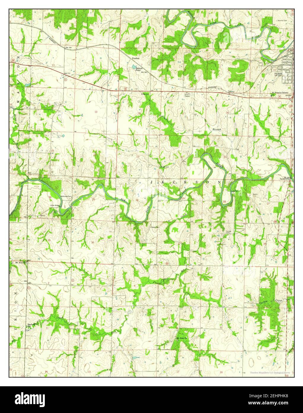 Paris West, Missouri, map 1960, 124000, United States of America by