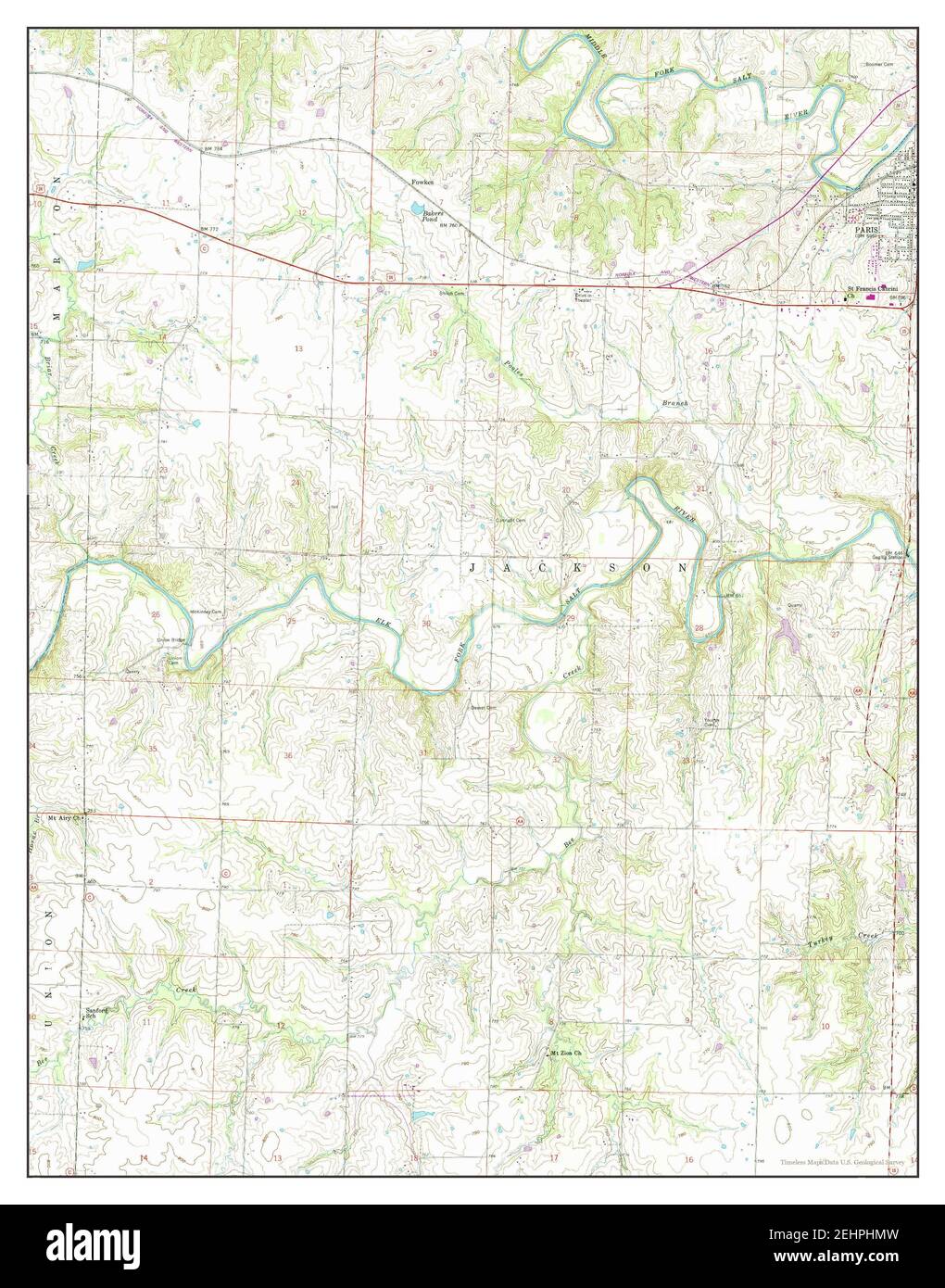 Paris West, Missouri, map 1960, 124000, United States of America by