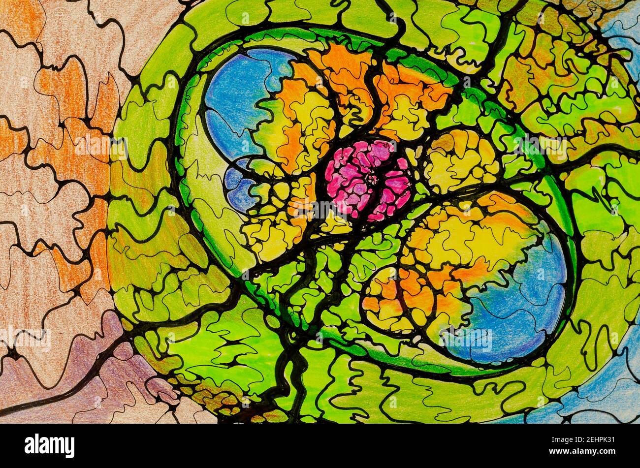 Mental health, modern methods of treatment. Art therapy. Neurographic drawing. Abstract multi