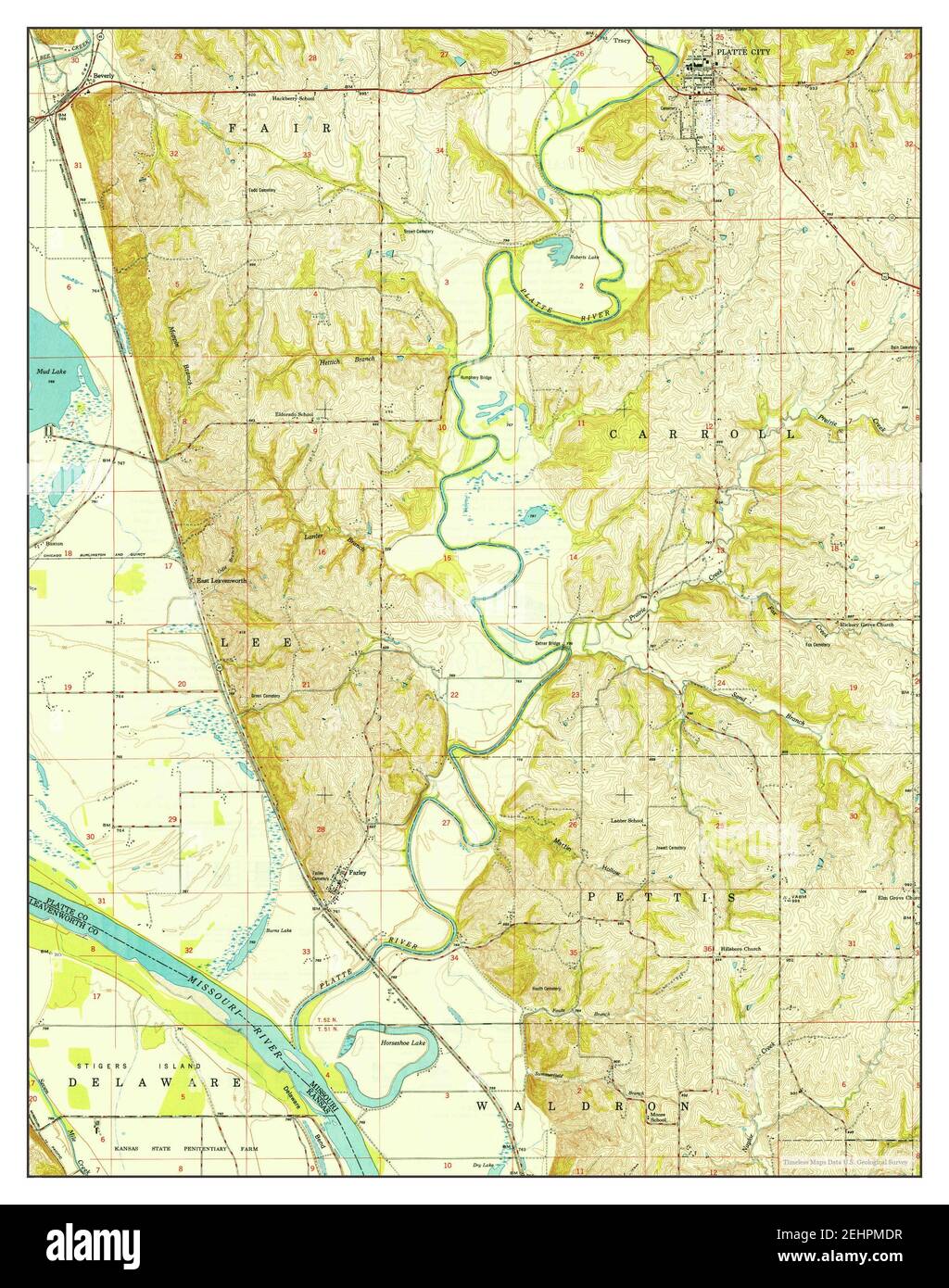 Platte City, Missouri, map 1950, 124000, United States of America by