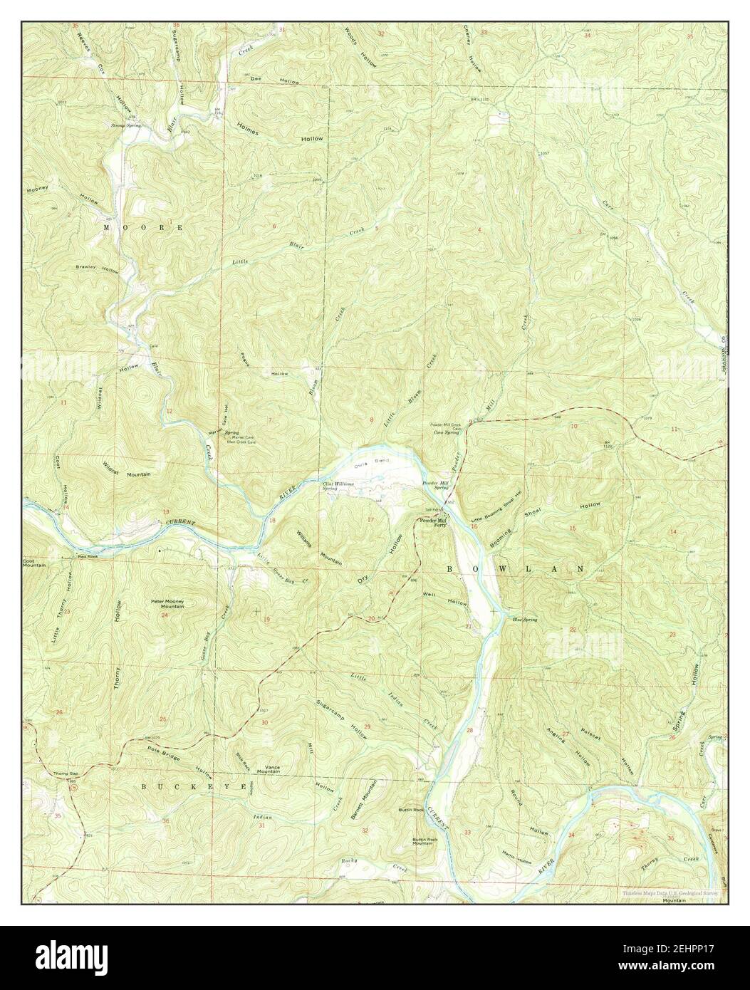 Powder Mill Ferry, Missouri, map 1965, 1:24000, United States of America by Timeless Maps, data U.S. Geological Survey Stock Photo