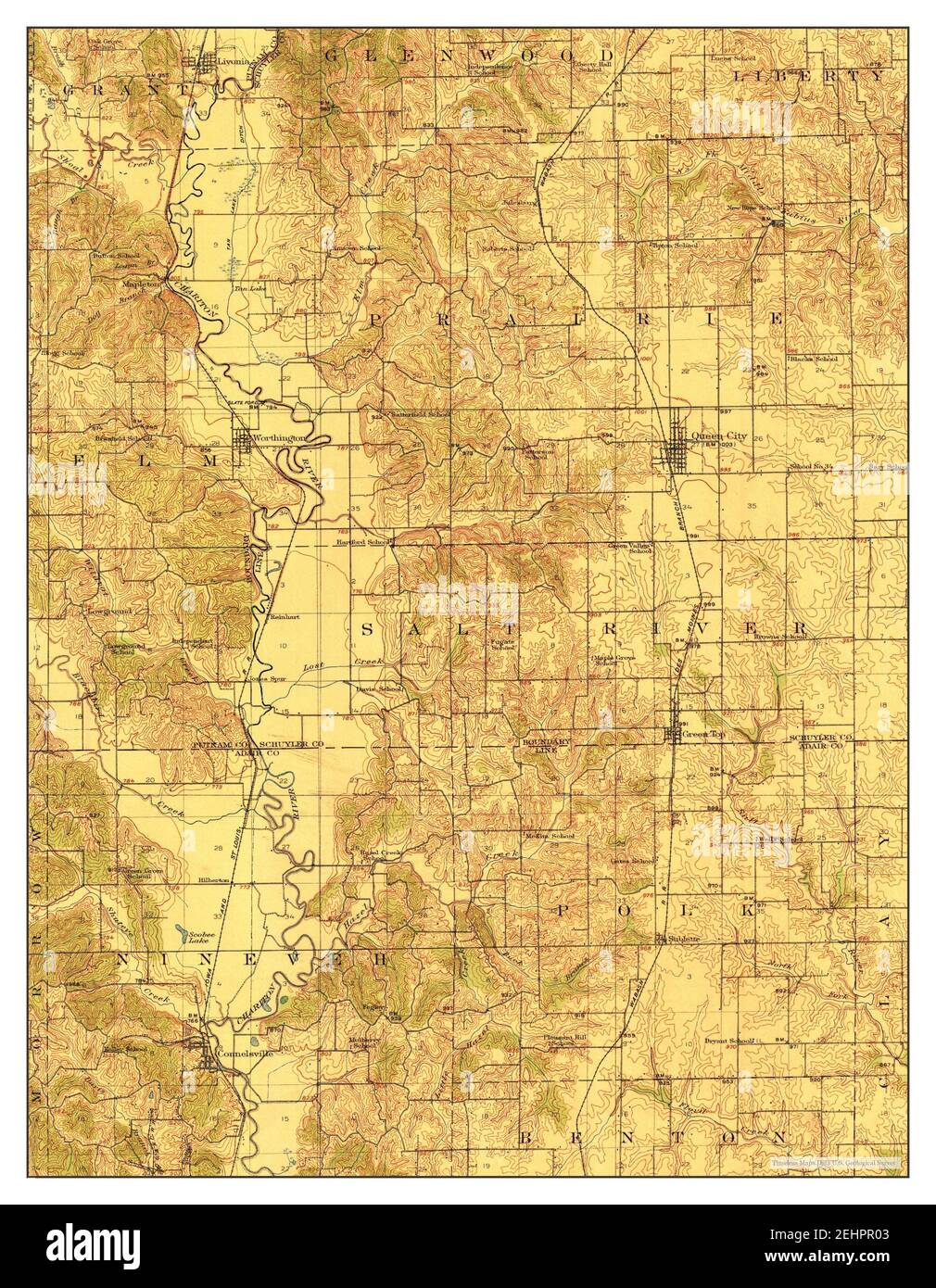 Queen City, Missouri, map 1913, 162500, United States of America by