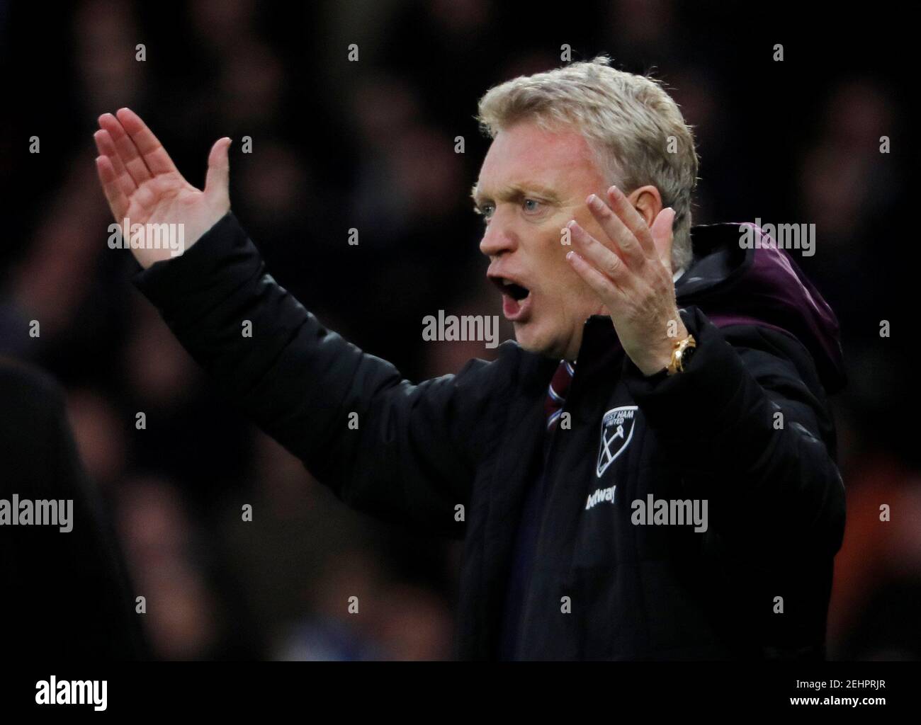 Soccer Football - Premier League - Watford vs West Ham United - Vicarage Road, Watford, Britain - November 19, 2017 West Ham United manager David Moyes REUTERS/Eddie Keogh EDITORIAL USE ONLY. No use with unauthorized audio, video, data, fixture lists, club/league logos or "live" services. Online in-match use limited to 75 images, no video emulation. No use in betting, games or single club/league/player publications. Please contact your account representative for further details. Stock Photo