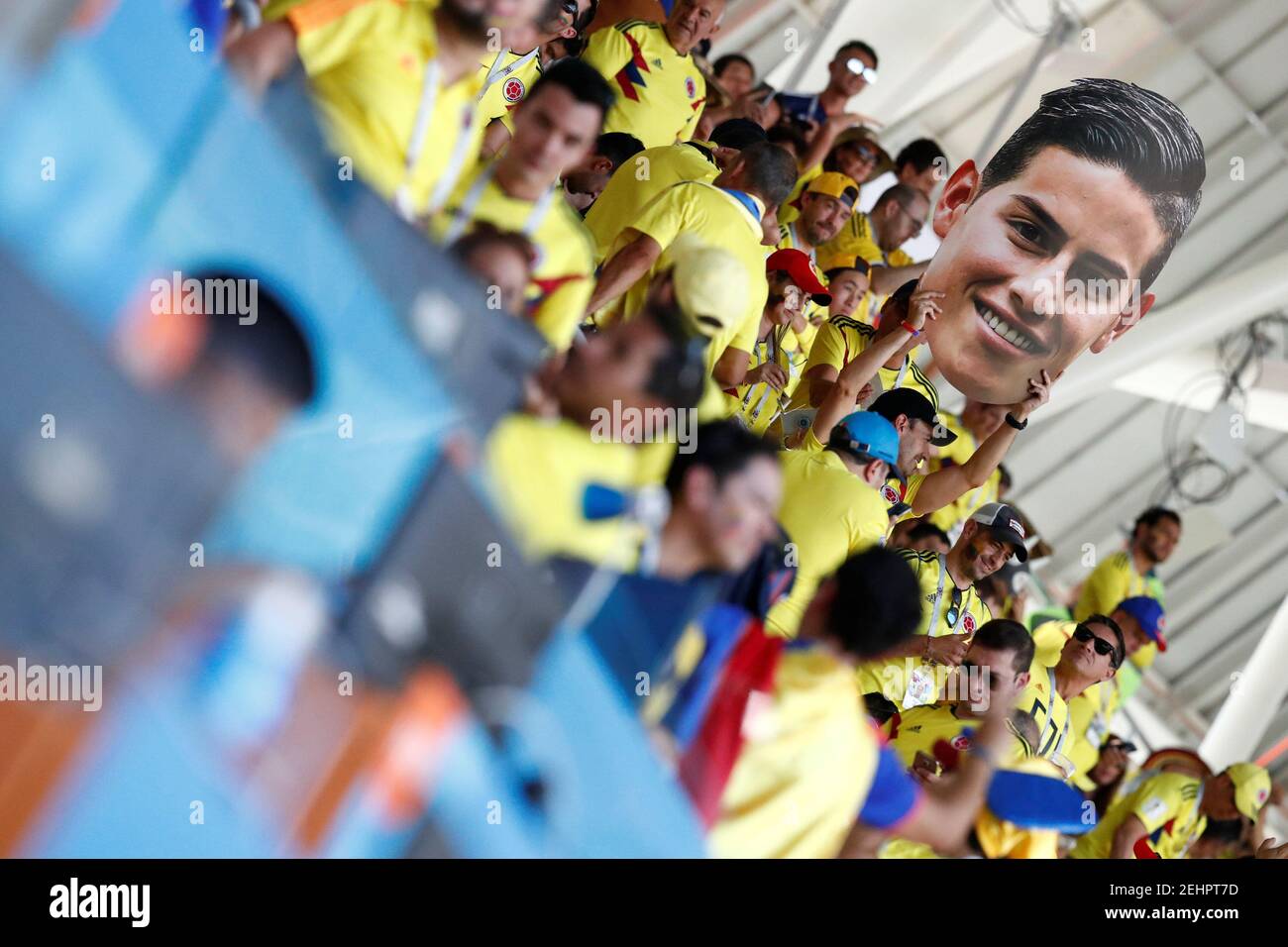 Soccer Football - World Cup - Group H - Colombia vs Japan - Mordovia Arena, Saransk, Russia - June 19, 2018   Colombia fans inside the stadium before the match    REUTERS/Damir Sagolj Stock Photo